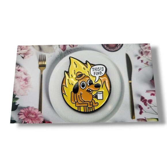 This Is Fine Dog - Question Hound Brooch/Pin - Picture 3 of 7